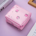 Sanitary Napkin Storage Bags, Reusable Tampon Organizer Pouch With Zipper, Portable Sanitary Bags for Feminine Products, Washable-Pink