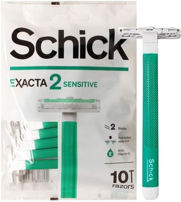 Schick Exacta2 Sensitive Skin Disposable Mens Shaver 20 Count (10 Count x 2Pack) 2023 New Verson