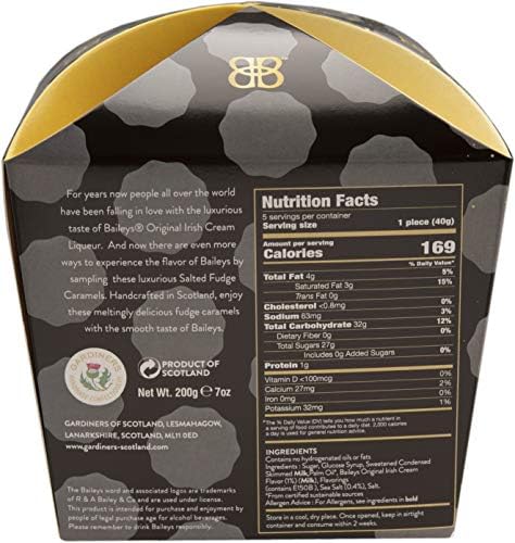 Gardiners of Scotland Handmade Fudge, Baileys Fudge Caramels 7 Ounce Folded Carton