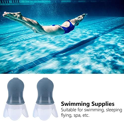 Sauna Earplug, Silicone Noise Reduction Waterproof Anti Allergic Pressure Reduction Earplug with Black Sealing Bottle for Swimmers and Bathers for Swimming(Gray earplugs + Black Bottle)