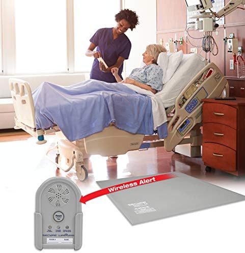 Secure Safety Solutions Bed Alarm for Elderly Adults Fall Prevention - 24x36 Floor Mat Sensor, Cordless Monitor, Power Adapter - No Noise in Room - Caregiver Alert System for Elderly Dementia Patients