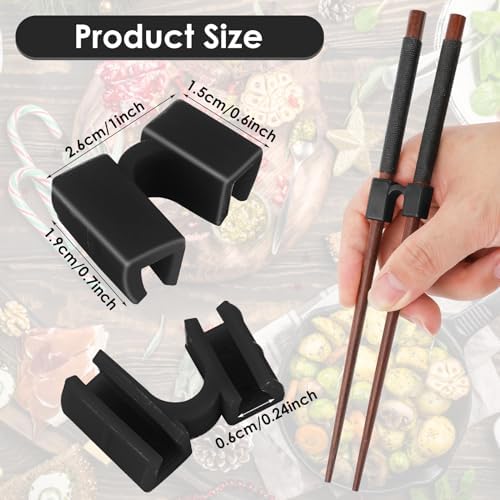 6 Pairs Reusable Chopsticks Helper,Chopsticks Trainer Training Chopsticks For Adults Training Chopstick Hinges Connector,Non-Slip And Portable Practice Chopsticks For Beginners Kids (Black)