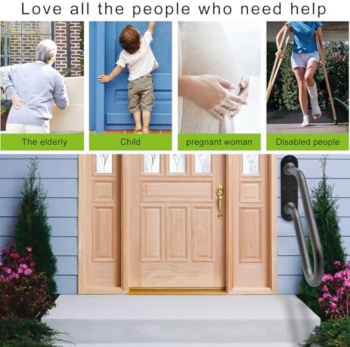 SELEWARE Heavy Duty Wall Mount Handrails for Outdoor Steps, Non-Slip Stair Grab Bars, U-Shaped Safety Railings for Porch, Garage, Garden, Indoor/Outdoor Use