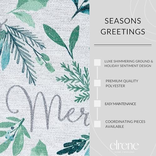 Elrene Home Fashions Seasons Greetings Blue Holiday/Christmas Cloth Napkins, Set of 4, 17"x17"