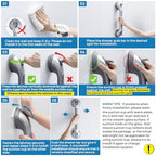 LEVERLOC Shower Grab Bars 2 Pack, Suction Grab Bar Easy to Install Shower Handle for Bathroom Removable Handrails for Seniors Elderly Heavy Duty Safety Grip Waterproof Drill Free, Silver