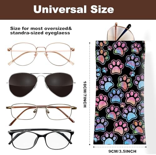 2Pcs Sunglass Eyeglass Glasses Case Soft PU Leather with Cleaning Cloth Cute Glasses Pouch Bag for Men Women Girs