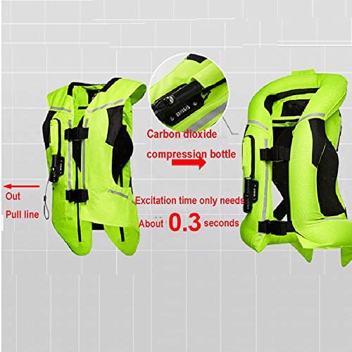 Reflective Protective Airbag Vest Motorcycle Anti-Fall Vest 600D Canvas Fabric, Wear-Resistant and Breathable Washable (No CO2 Gas Cylinder) (Color : B Green, Size : 3X-Large)