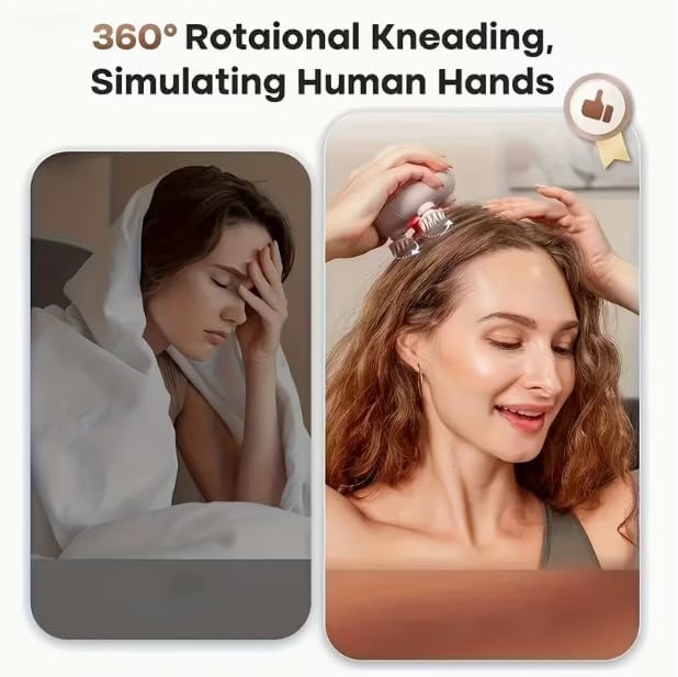 HomeBeyond Electric Scalp Massager, Head Massager Scalp Stress Relax, Rechargeable IPX7 Waterproof 2 Massage Styles, 8 Removable Claws for Head/Body Massage & Face Cleaning