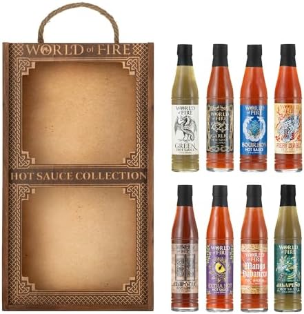 World of Fire Hot Sauce Variety Pack - 8 Hot Sauce Bottles Gift Set