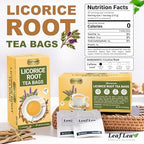 LeafLea 40 Premium Licorice Root Tea Bags, 100% Pure Licorice Spice Tea, Herbal Infusion to Digestive Comfort & Promote Respiratory Health, Te De Regaliz, Caffeine-Free, Sugar-Free, Soothing Flavor