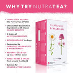 NutraTea Chamomile & Valerian Tea - Bedtime and Night Time Tea - 20 Individually Wrapped Bags (1 Pack)