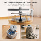 KZKR Spin Mop and Bucket Set with Self Separation Dirty and Clean Water System, Self Wringing 360° Rotating Square Mop Head for Home Floors Cleaning (1.0 Mop and Bucket Set (6 Pads))