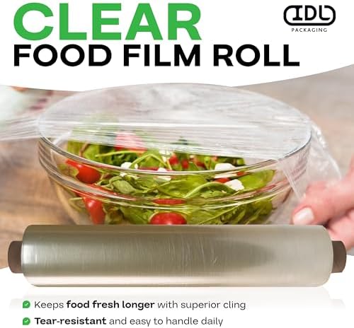 IDL Packaging 18" x 2000' Food Film Refill Roll for WP-180D WrapMaster Dispenser 18" Width – Clear Plastic Wrap for Food, BPA Free – Trusted Cling Wrap Roll for Packing and Storing Food