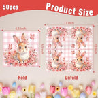 Easter Napkins, 50 Pcs Easter Bunny Paper Napkins, Pink Spring Floral Cocktail Napkin Disposable Luncheon Decorative Dinner Hand Decaupage Napkin for Easters Spring Birthday Party Supplies Decorations