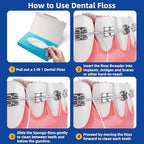 Dental Floss for Braces, Floss Threaders for Bridges and Implants, PTFE & PFAS Free Floss, 80 Pre-Cut Strands (Pack of 2)