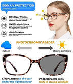 OCCI CHIARI Blue Light Blocking Photochromic Reading Glasses 3.5 Large Sunglasses Readers(1.0 1.5 2.0 2.5 3.0 3.5 4.0)