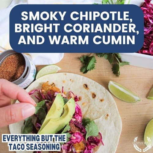 Everything But The Taco Seasoning | Gourmet Spice Blend | Non GMO, All Natural | Handmade in Small Batches in USA | Artisanal Seasoning Mix | Magnetic Tin | GLP-1 Friendly | Sustainably Sourced Rub | Ultra Premium | Gustus Vitae