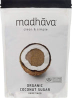 MADHAVA Organic Coconut Sugar (1LB, Pack of 6), Natural Sweetener, White Sugar Alternative for Baking and Cooking, Clean Coffee & Tea Sweetener, Vegan, Organic and Non-GMO