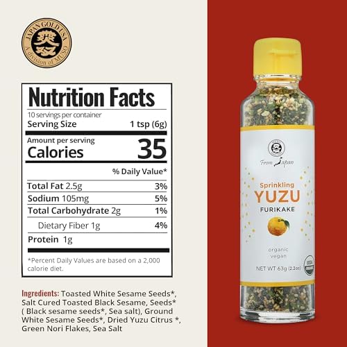 Muso from Japan Sprinkling Yuzu Furikake, No Additives, Vegan Friendly, USDA Certified Organic, 2.2 Ounce (Pack of 1)