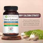 Pure Nutrition Ultra Calcium 1000mg with VIT D3 + K2 | 90 Tab | Calcium Supplement with Calcium Citrate Malate, VIT D3, K2, Moringa Oleifera, Magnesium and Zinc.