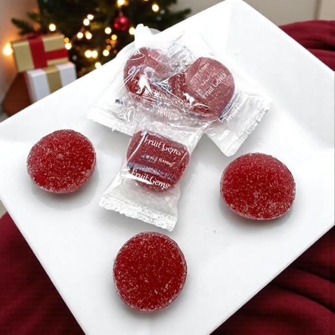 Individually Wrapped Fruit Gems Soft Candy Raspberry Flavor Only -1lbs, (16 Oz)