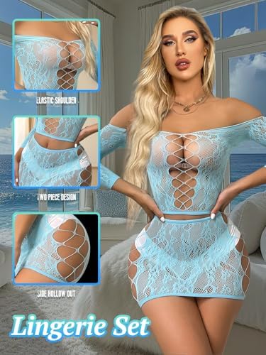 Buitifo Womens Lingerie Set Fishnet BabyDoll Bodysuit Sexy Nightwear