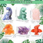 Seenelling 6 Pcs Crystal Dinosaur Figurines - Cute Stone Dinosaur Figures Statue Collection Decor for Women, Men, Desk, Garden, Home