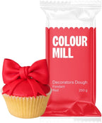 Colour Mill Decorators Dough Edible Cake Covering | Easy-to-Roll, Easy-to-Drape Fondant | Vanilla-Flavored Sugarpaste - 8.8 Ounce Red