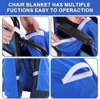 43.3" x 39.3" Lightweight Wheelchair Blanket Waffle Weave Lap Blanket with 6 Straps and Pocket Blue Throw Wheelchair Accessories for Adults Seniors Airplane Train Travel Elderly Gifts