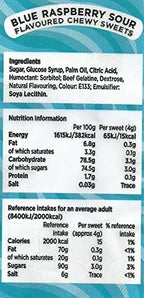 Bristows Chewy Blue Raspberry Bon Bons 150g