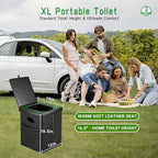 Panmout 16.5" XL Portable Toilet for Camping, Foldable Travel Toilet for Adults with Cushioned Seat, Heavy Duty 190lbs Capacity Commode for Car, Road Trip, Outdoor Emergency & Bedside Support