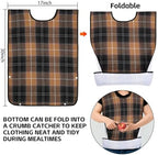 XKDOUS 2pcs Adult Bibs For Men Washable, Reusable Waterproof Large Bibs For Adult, Clothing Protector With Crumb Catcher, Brown & Green Bibs For Eating, Feeding Elderly Senior Citizens Gifts