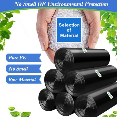 6 Gallon 70 pcs Black Trash Bags Strong Black Garbage Bags, Bathroom Trash Can Bin Liners, Plastic Bags for Office Home Kitchen, Fit 6 gallon,7 gallon Waste Basket Liner 6,7 Gal(6G70-Black)