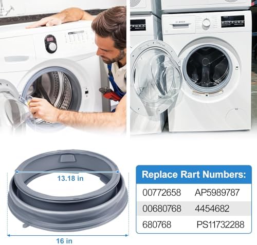 Upgraded 00772658 Washer Door Boot Seal Compatible with Bosch Washer Door Gasket Replacement Parts 00680768, PS11732288, WAT28400UC, WAS24460UC, WAP24201UC, WAS20160UC, WAP24200UC Door Gasket Seal