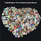 450 Pieces Rocks Collections for Kids, 40+ Kinds Gemstones and Crystals Set, Rocks and Minerals Science Kit Include 1.5lb Tumbled Chips Crystals and 1lb Tiny Rough Stones
