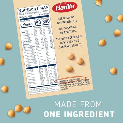Barilla Chickpea Penne Pasta, 8.8 oz - Vegan, Gluten Free, Non GMO & Kosher - Made with Plant Based Protein (Pack of 2)