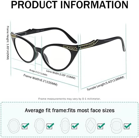 Eyekepper Cateyes Womens Reading Glasses (Black, +0.50)