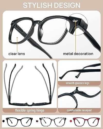 AEZUNI Large Frame Reading Glasses for Women Trendy Square Readers Eyeglasses 1.0 1.5 2.0 2.5 3.0 3.5 4.0 5.0 6.0