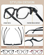 AEZUNI Large Frame Reading Glasses for Women Trendy Square Readers Eyeglasses 1.0 1.5 2.0 2.5 3.0 3.5 4.0 5.0 6.0
