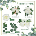 Taiyin 9 Pcs Flower Cake Topper Boho Cake Decorations Eucalyptus Flowers Floral Decorations for Women Wedding Birthday Party Anniversary(White)