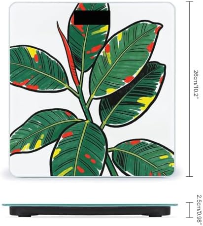 Tropical Leaf Body Weight Scale Accurate Stable Digital Bathroom Scale Safe Anti-Slip Home Scale with LCD Display, Anti-Slip Base & Safe Rounded Edge Design for Home Use