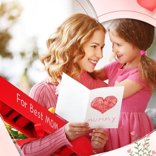 8 Pieces Mother's Day Flower Mom Boxes for Arrangements Empty Mom Letter Shaped Gift Boxes for Floral Treat Chocolate Strawberry Packaging DIY Craft(Red)