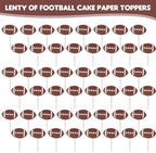 EupHHonycs 48 Pcs Football Cupcake Toppers, Sport Ball Cupcake Toothpicks for Football Themed Birthday Party Cake Decorations