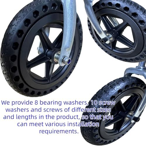 (1 Pair) 8 Inch Wheelchair Wheels – ABS Wheels with PU Tires for Smooth Wheelchair Tires Replacement, Complete with Screws & Tools for DIY Wheelchair Wheels Replacement