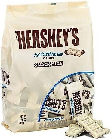 Hershey's Cookies 'n' Creme Snack Size Bars, White Milk Chocolate Candy Bars, 31.9 Oz / 2 Pounds
