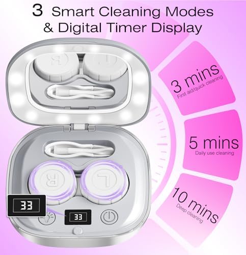 Ultrasonic Contact Lens Cleaner 52kHZ - Contact Lens Cleaner Machine (Grey)