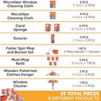 Macrofresh Macromax 13-Pc Home Cleaning Kit: Spin Mop & Bucket System, 5 Microfiber Refills, Microfiber Cloths, Glass Cloths, Sponges, Scourers & Hangers
