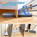 Mops for Floor Cleaning, Masthome Flat Dust Mop with 4 Reusable Pads, 2-Sided Microfiber Dust Mop for Wet & Dry Use, Flat Flip Mops for Hardwood, Laminate, Vinyl,Kitchen, Tile -1 Scraper