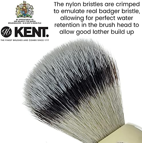 Kent Infinity Plus Shaving Brush with Ultra-Soft Silvertext Synthetic Badger Brush - Perfect Lather and Shaving Brush made for Shave Cream and Shaving Soap - Kent Luxury Shaving Since 1777