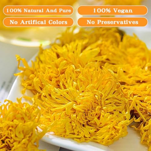 Dried Yellow Chrysanthemum Flower Tea, 20g/0.7oz Premium Dried Chrysanthemum Tea, Pure Juhua Herbal Tea Loose Leaf, Sweet Fresh No Sugar No Gluten